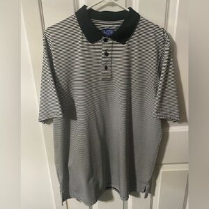 Elite L Black and White Striped Polo Shirt